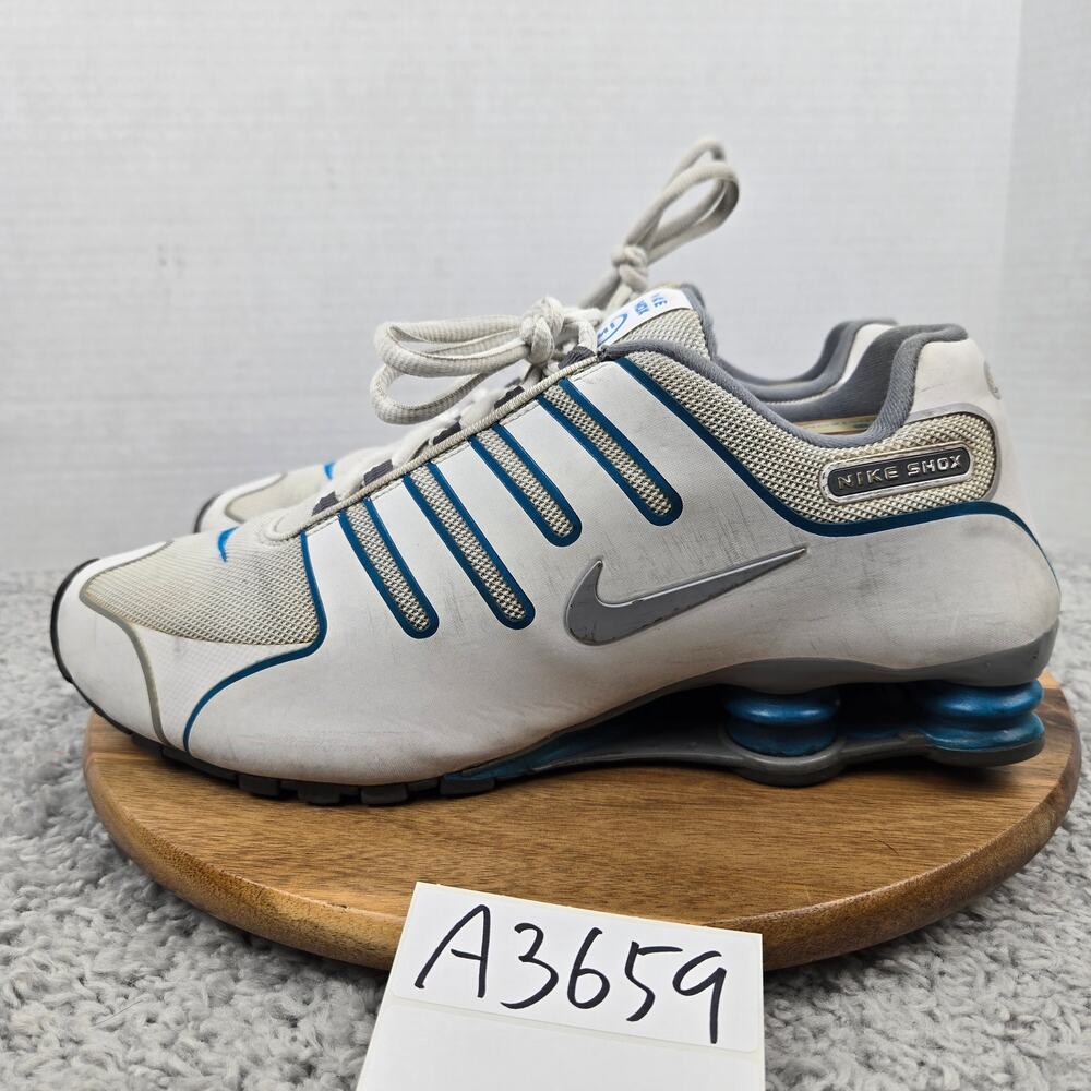 Nike Mens 12 Shox NZ White Blue Gray Athletic Casual Training Shoe 543221-100
